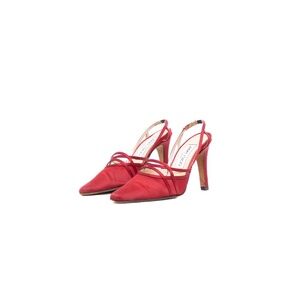 Jimmy Choo Red Satin Crisscross Strap Slingback Heels – Size EU 36 / US 6 / UK 3